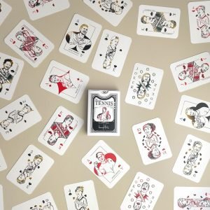 Tennis playing cards with 54 legendary tennis players illustrated by hand.