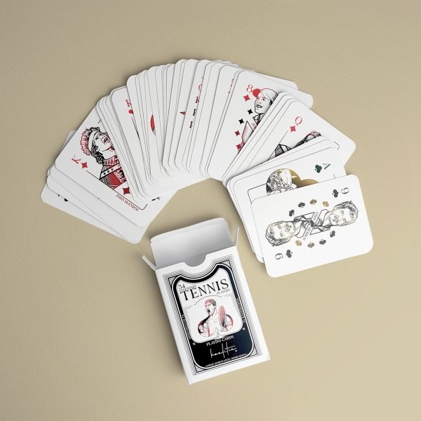 Cărți de joc tenis cu 54 de ilustrații ale jucătorilor legendari și contemporani de tenis.