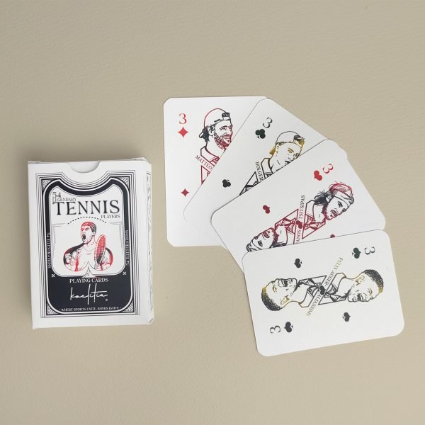 Matteo Berrettini, Holger Rune, Tsisipas and Aliassime, ilustratii pentru pachetul de cărți de joc tenis.