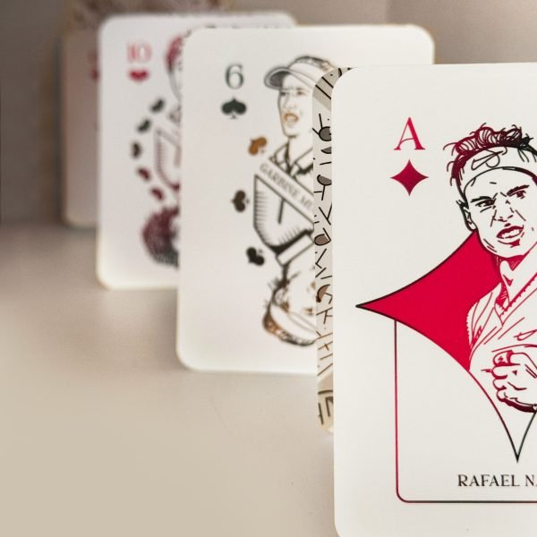 Legendary tennis players like Rafael Nadal, illustrated on Ace of Diamonds.
