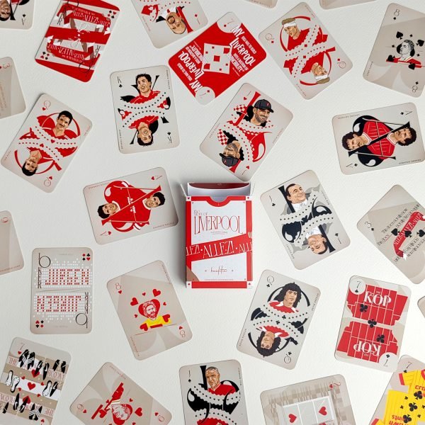All the Liverpool playing cards laid on the table