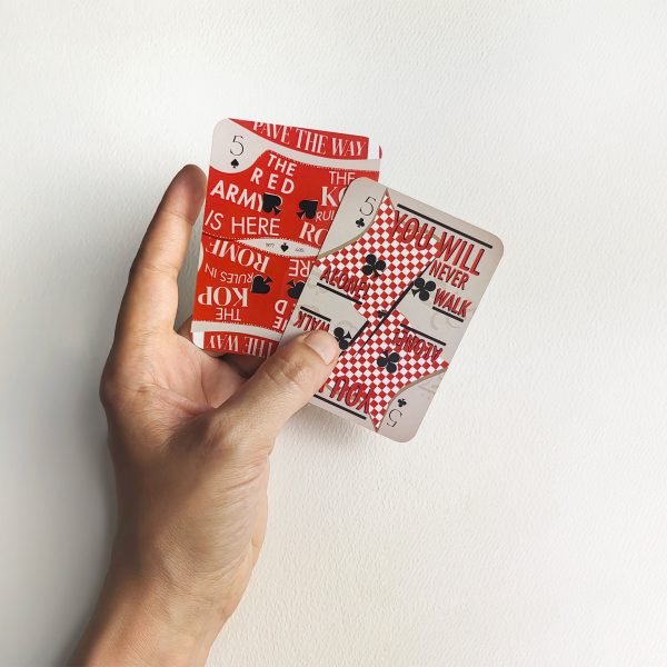 You'll will never walk alone card, and the red army is here playing cards