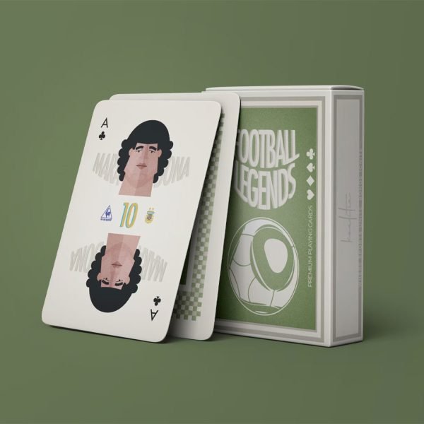 Modern football legends playing cards deck, illustrating Maradona as the Ace.