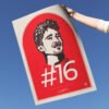 Poster Charles Leclerc, portret desenat digital al pilotului Ferrari, cu semnătura și numărul #16.