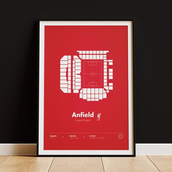 The Anfield Poster is a creative gift for any Liverpool fan and a bold statement piece that instantly elevates any wall.