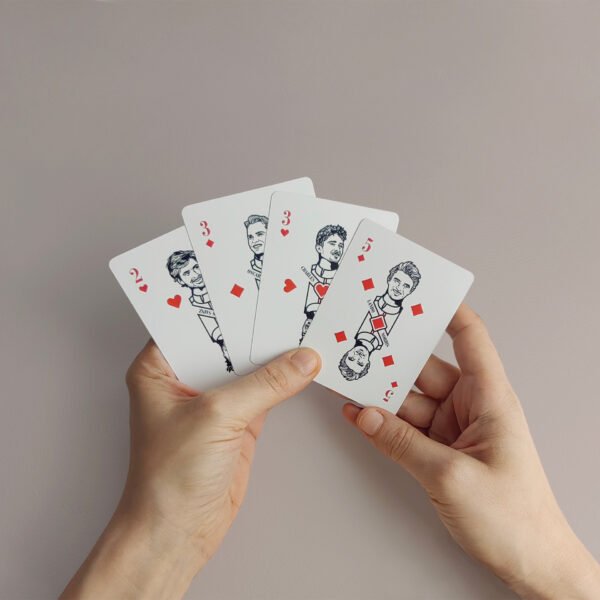 Carlos Sainz, Charles Leclerc, Lando Norris and Oscar Piastri, illustrated on this Formula 1 playing cards deck.