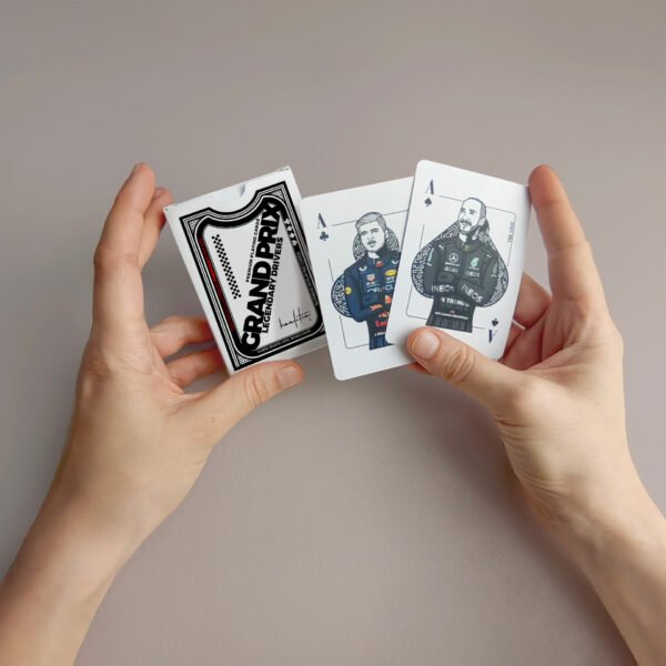 Max Verstappen and Lewis Hamilton art on F1 Playing cards Legendary Drivers Poker Edition F1 gifts