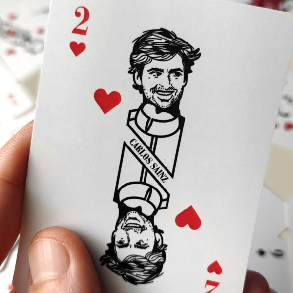 Carlos Sainz as the two of hearts in this F1 playing cards deck.