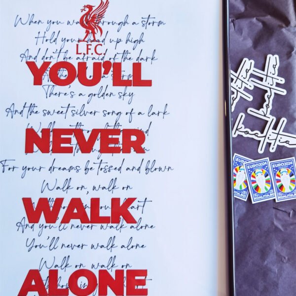 The “You’ll Never Walk Alone” Poster is a meaningful gift for any true LFC fan.