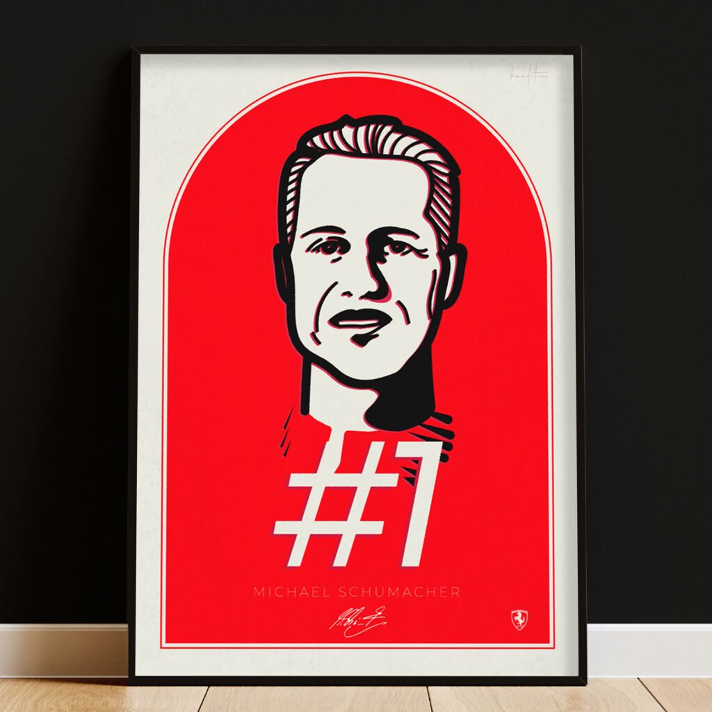 This Michael Schumacher print belongs on the wall of any true F1 fan, proudly displayed in a place of honor.