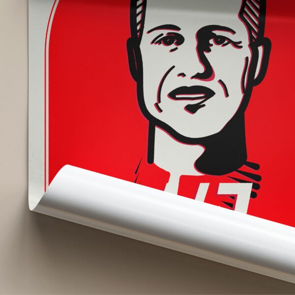 Rolled up printed artwork with Michael Schumacher.