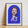 Daniel Ricciardo Art Poster: F1 poster featuring the Australian driver's portrait, #3 racing number and AlphaTauri iconography, perfect wall decor for Formula 1 fans.