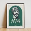 We created the Fernando Alonso poster with his spirit in mind, next to his signature, the Aston Martin logo and his #14 F1 number.