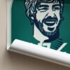 Detaliu cu ilustratia, desenul portretului pilotului de Formula 1, Fernando Alonso.