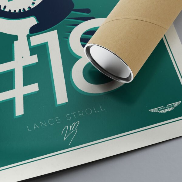 Detaliu cu posterul Aston Martin F1 Lance Stroll de la Koalitia