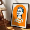 Oscar Piastri portrait framed, with the Papaya McLaren color, the 81 number and his signature.