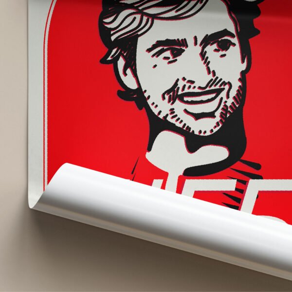 The Carlos Sainz portrait is shipped rolled and wrapped in acid-free black paper, tied with a red ribbon, ready to gift inside a sturdy cardboard mailing tube.