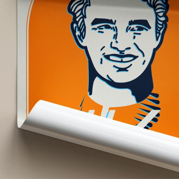 Detail of the hand-drawn artwork with Lando Norris.