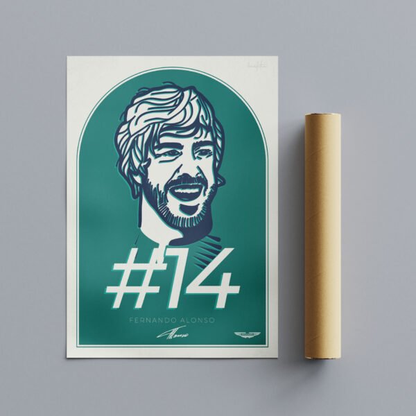 Fernando Alonso print, hand-drawn artwork for fans.