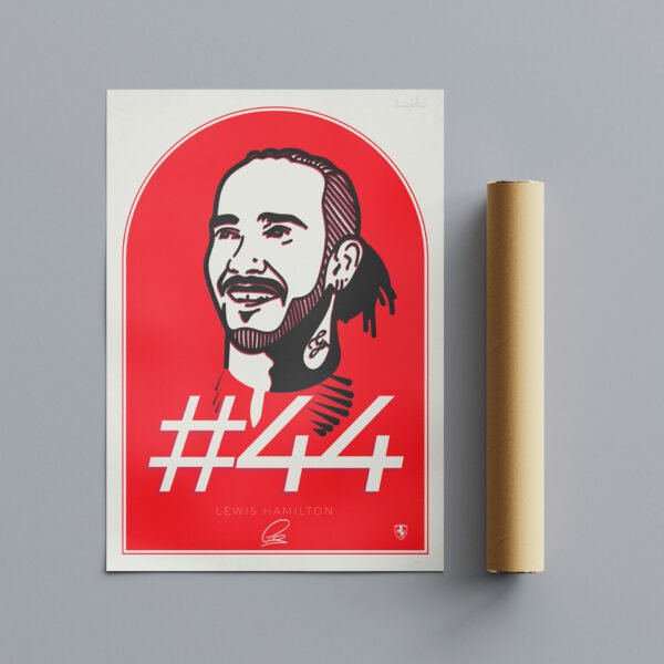 Lewis Hamilton poster illustration, #44 Ferrari F1