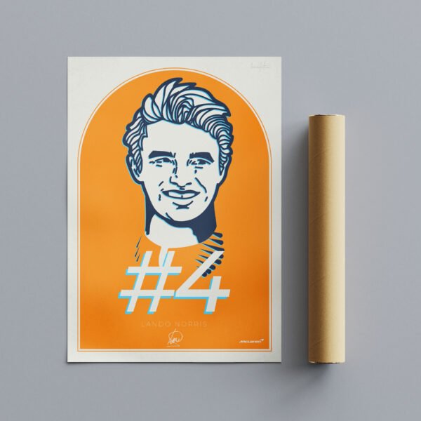 Poster Lando Norris creat și ambalat cu atenție la mediu.