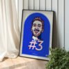 Daniel Ricciardo framed artwork displayed on a wall, printed on premium paper with AlphaTauri colours and fine artistic detail.