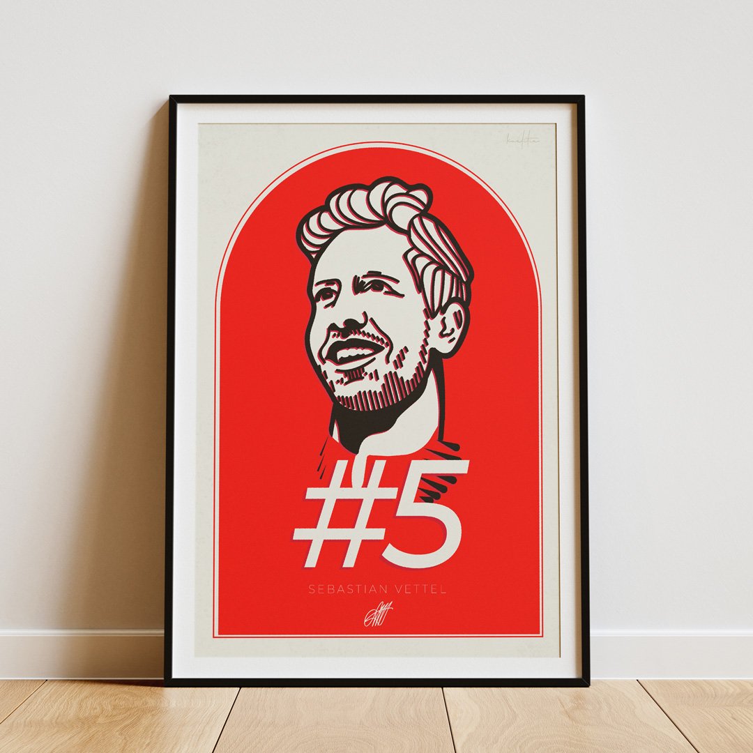 This Sebastian Vettel print captures Seb's glorious smile that we are so used to, and so it belongs in a place of honor for any true Vettel or Ferrari fan. Am ilustrat digital acest poster Sebastian Vettel, care a pus zâmbete pe chipurile noastre timp de mai mult de un deceniu.