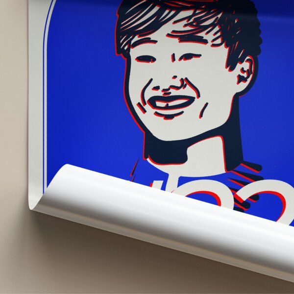 Close-up detail of the hand-drawn portrait from the Yuki Tsunoda Print, showcasing the RB emblem and Tsunoda's signature.