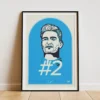 Logan Sargeant Print - digitally hand-drawn portrait of the Williams F1 driver, featuring his signature and #2 racing number, framed.