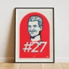 Hand-drawn framed art signed print of Nico Hulkenberg, designed and produced in Romania, E.U.