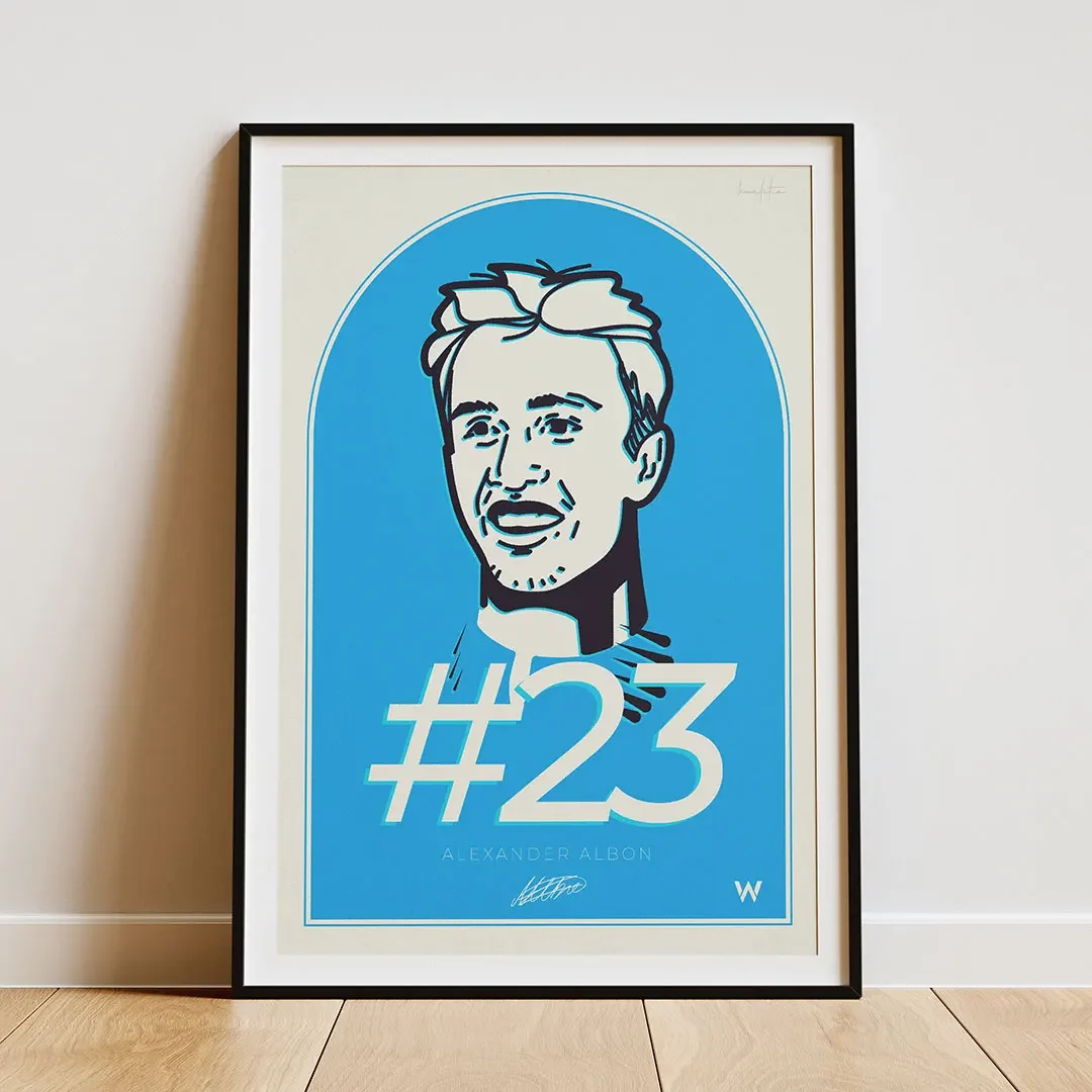 Alex Albon Print framed artwork portrait hand-drawn racing driver poster
